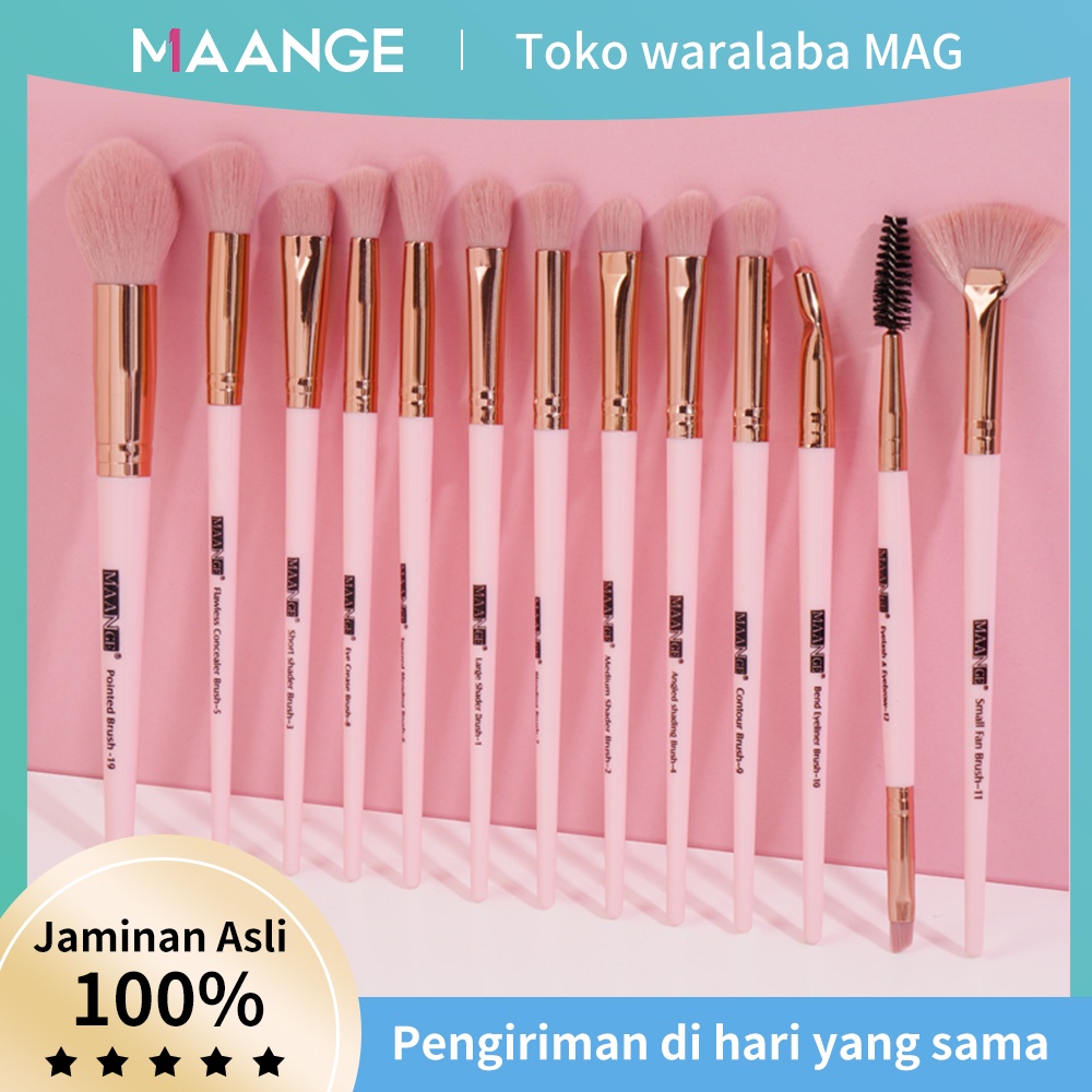 MAANGE 13Pcs/Set kuas Makeup Yang Lembut Brush Make Up Tools Face Painting Set Lembut Kosmetik Aksesoris Tool Brush Powder Besar Eye Shadow Foundation Blusher Blending Beauty Wajah Mata Brush 5818