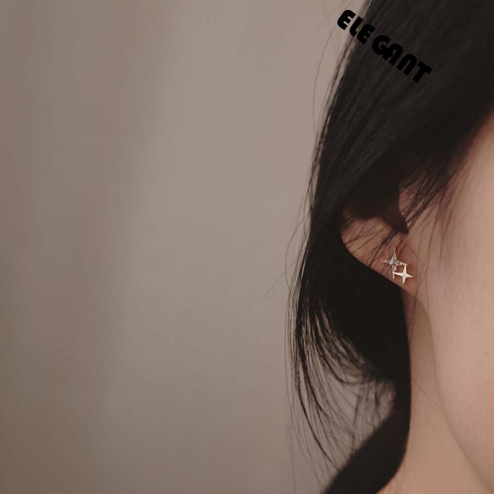 [Elegan] Anting Wanita Anting Perhiasan Fashion Sederhana Berbentuk Bintang Warna Emas Bintang Berlian Imitasi Stud Earrings