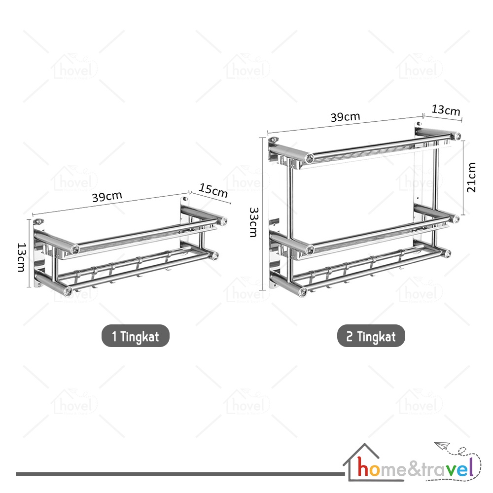 HOVELSHOP Rak Kamar Mandi Gantung Tempel Dinding Tempat Sabun Shampo