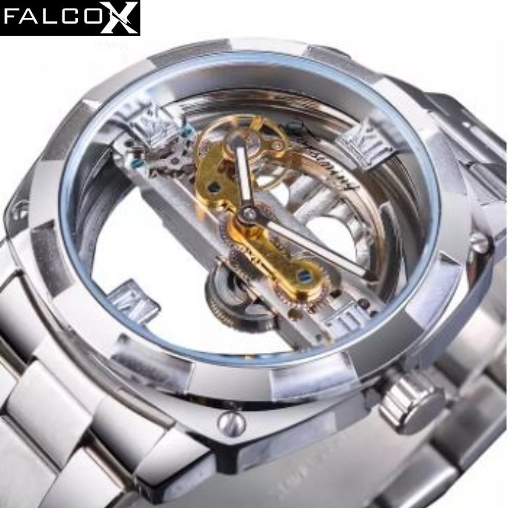 Forsining Mechanical Silver Gear Transparent Design Stainless Steel Automatic Business Watch