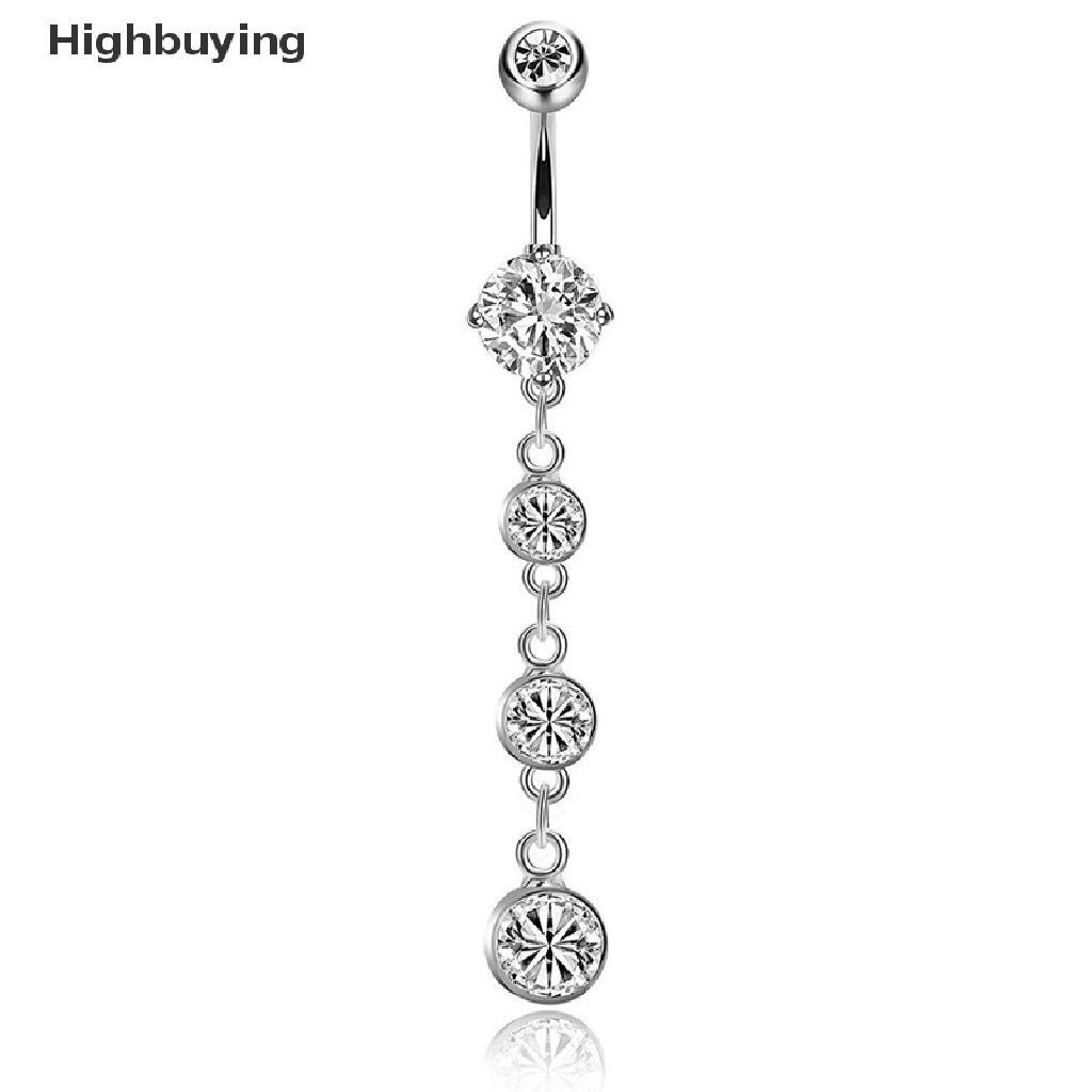 Hbid 6PCS 14G Stainless Steel Crystal Belly Button Rings Cincin Pusar Perhiasan Glory