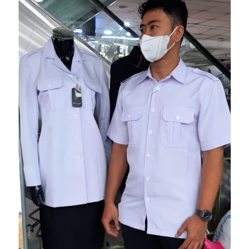 Putih atasan Baju seragam putih PNS Pria Kemeja putih PNS pria Putih pemda cowok