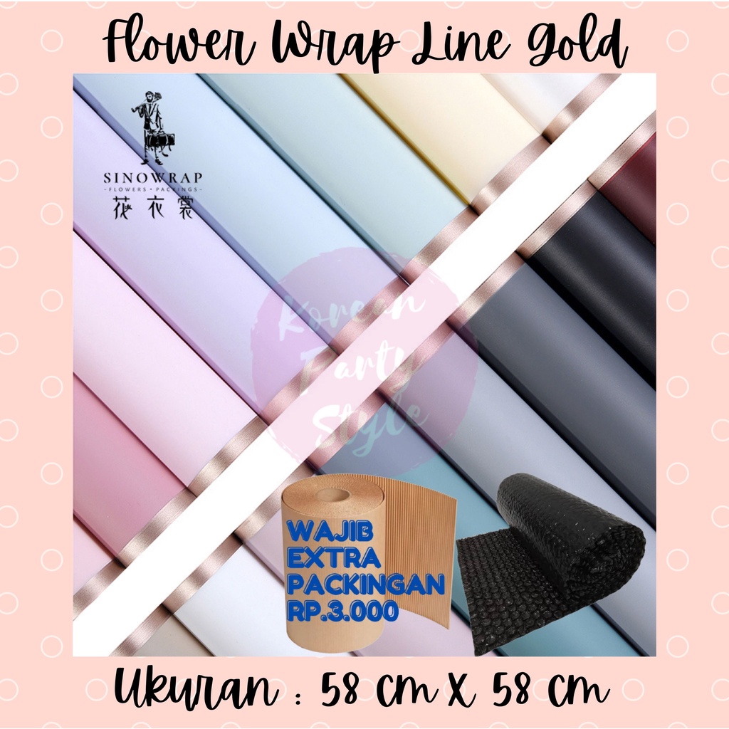 

(5 LEMBAR) KOREAN KERTAS BUNGA LINE GOLD FRAME BARU FLOWER WRAPPING BUNGA CELLOPHANE BUKET PAPER BISA CAMPUR WARNA WARNI