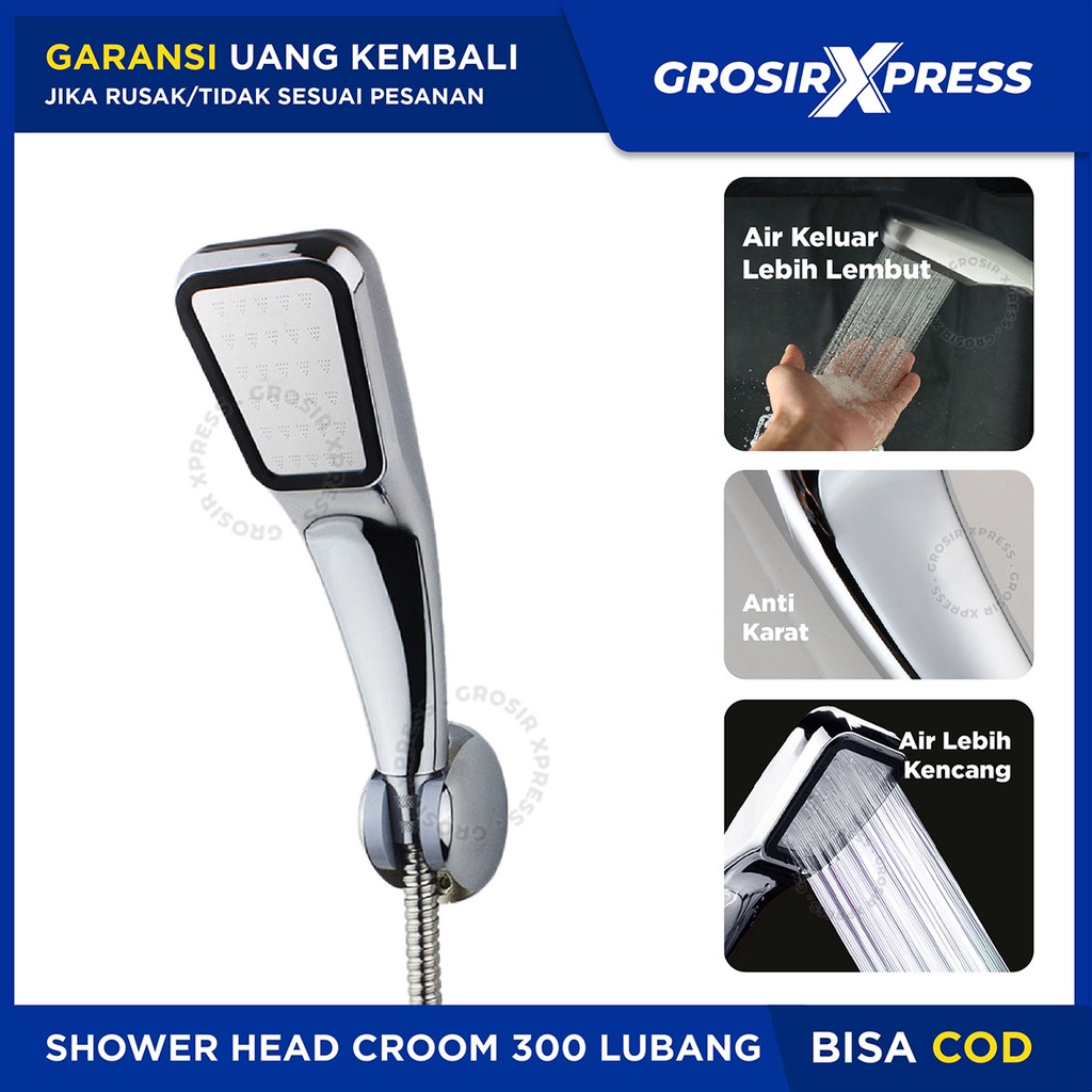 Kepala Shower Kamar Mandi 300 Lubang Pancuran Air Tekanan Tinggi Head Sower Keramas Cuci Rambut Di Salon Kencang Hemat Air | GROSIRXPRESS