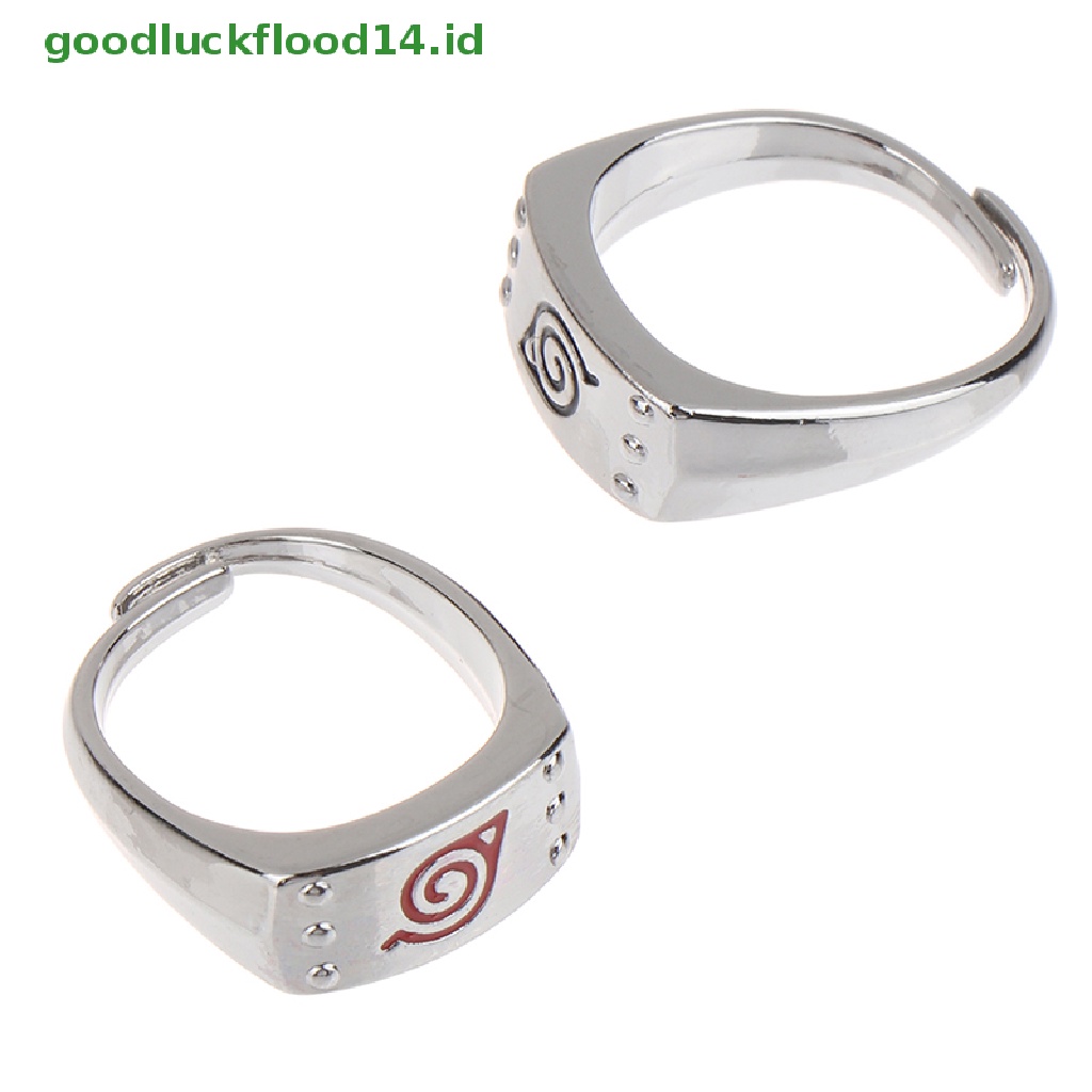 [GOOGFOUR] Daun Cincin Konoha Uzumaki Simbal Logo Tanda Sasuke Itachi Ninja Fashion Logam Anime Perhiasan Cosplay Naruto Cincin Terbuka Adjustable Ring [TOP]