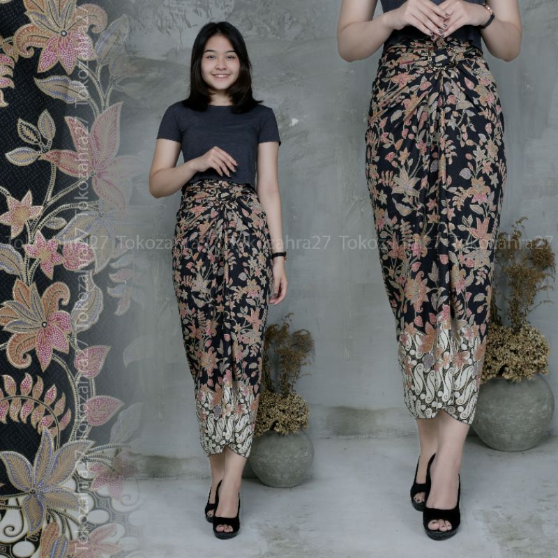 Rok Lilit Batik Couple Hem Lengan Panjang Motif Bogenvile Slimfit