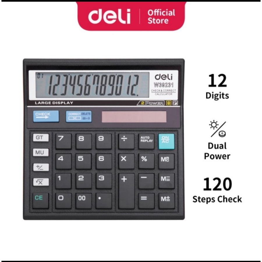 Deli 39231 Kalkulator Check Correct 12 Digits