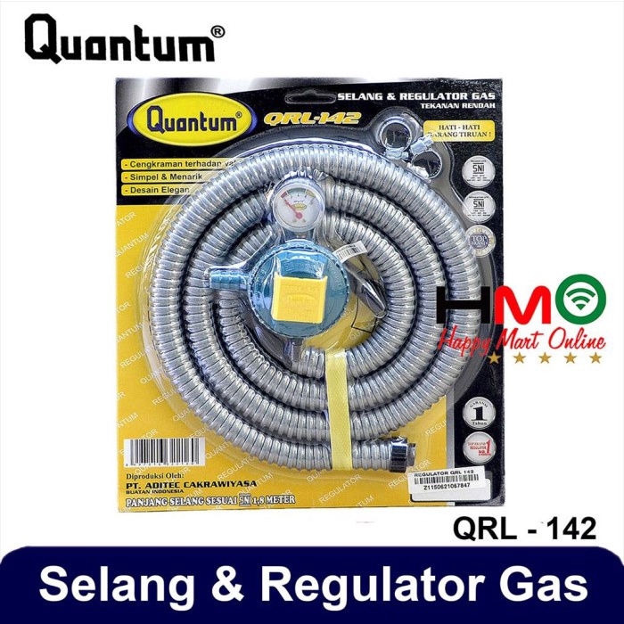 Regulator Selang + Regulator Meter Gas Lpg Quantum Qrl-142 Selang Regulator Lpg