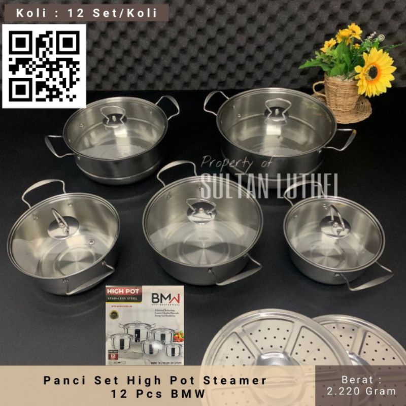 Panci Set High Pot Steamer 12 Pcs Happy Fun