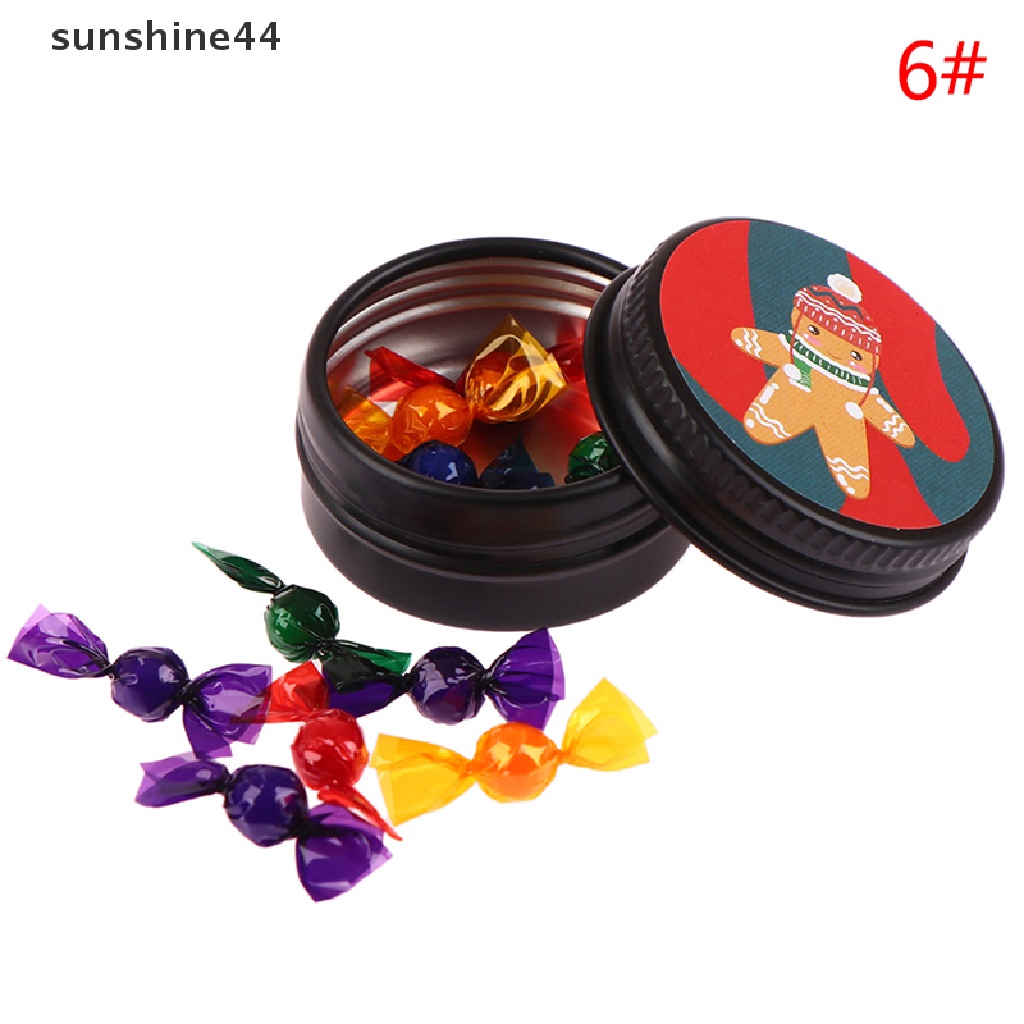 Sunshine1: 12rumah Boneka Miniatur Natal Kue Kering Biskuit Permen Hadiah Kotak Kaleng Model Home Living Scene Decor Toy.