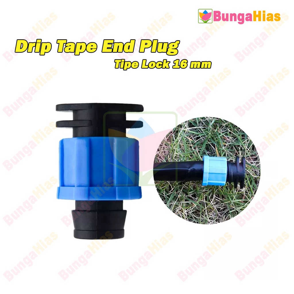 End Plug Selang Drip 16 mm Tipe Lock Konektor Sambungan Driptape Pipih Irigasi Tanaman Sawah Kebun T
