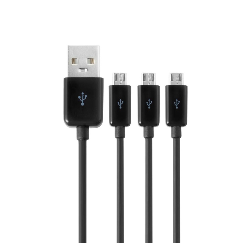 Zzz Kabel Spliter USB Mikro 3in1 Micro USB Charging Cord Kabel Adaptor Sinkronisasi Data Fleksibel 3-in-1 Multi-Fungsi Ca