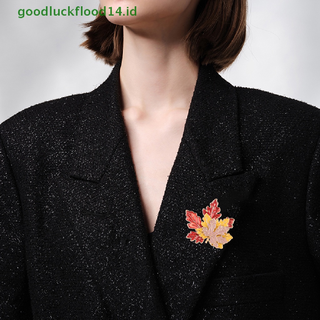 [GOOGFOUR] Vintage Bros Maple Daun Bros Untuk Wanita Alloy Enamel Lapel Brooch Pin Sweater Mantel Aksesoris Pakaian Perhiasan Hadiah [TOP]