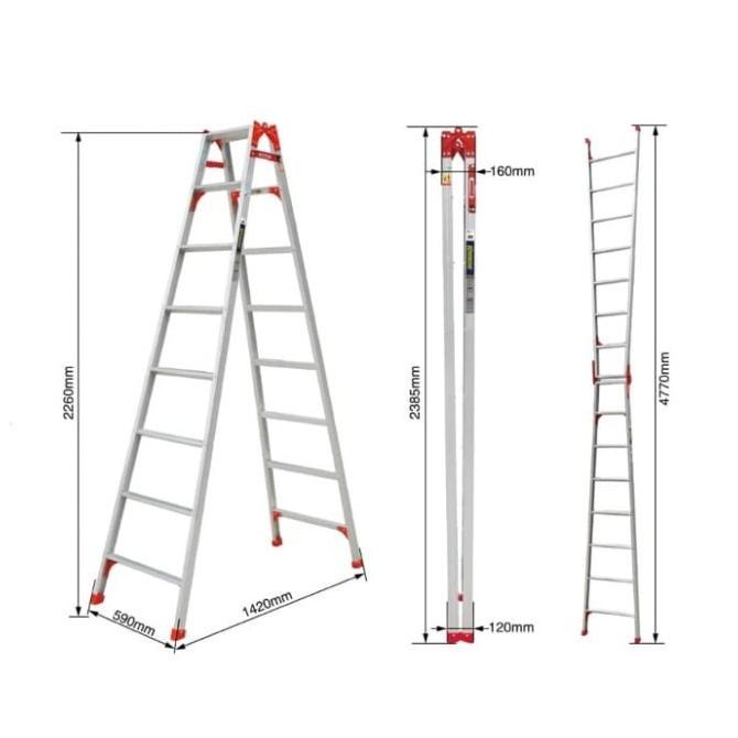 Krisbow Tangga Lipat Aluminium 8 Step ORIGINAL