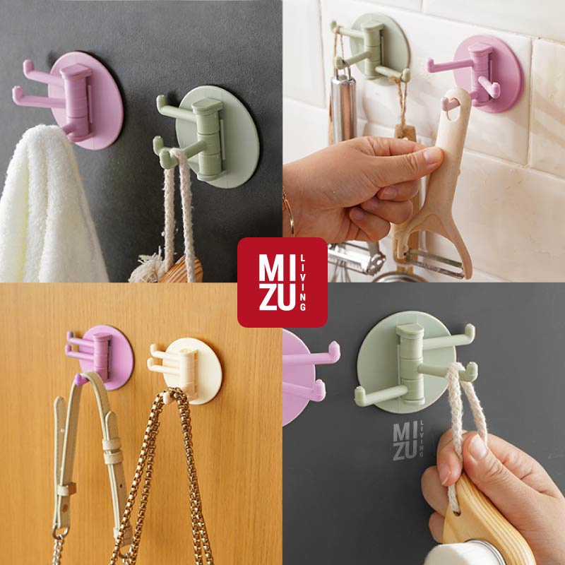 MIZU 3-EDA Wall Hook Hanger Gantungan Kunci Dapur WC Dinding Serbaguna Tanpa Paku