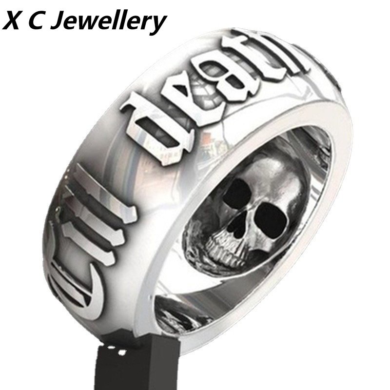 [X C Perhiasan] Hip Hop Rock Retro Pria Fashion Tengkorak Cincin Gothic Pesta Perhiasan Aksesoris