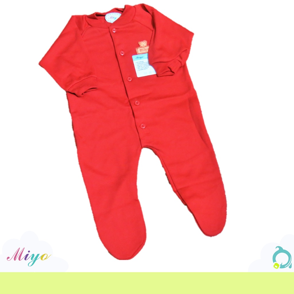 MIYO PAKET Isi 4 ( Salur / Polkadot / Merah ) Jumper / Baju kodok buka kaki / tutup kaki / Sleepsuit