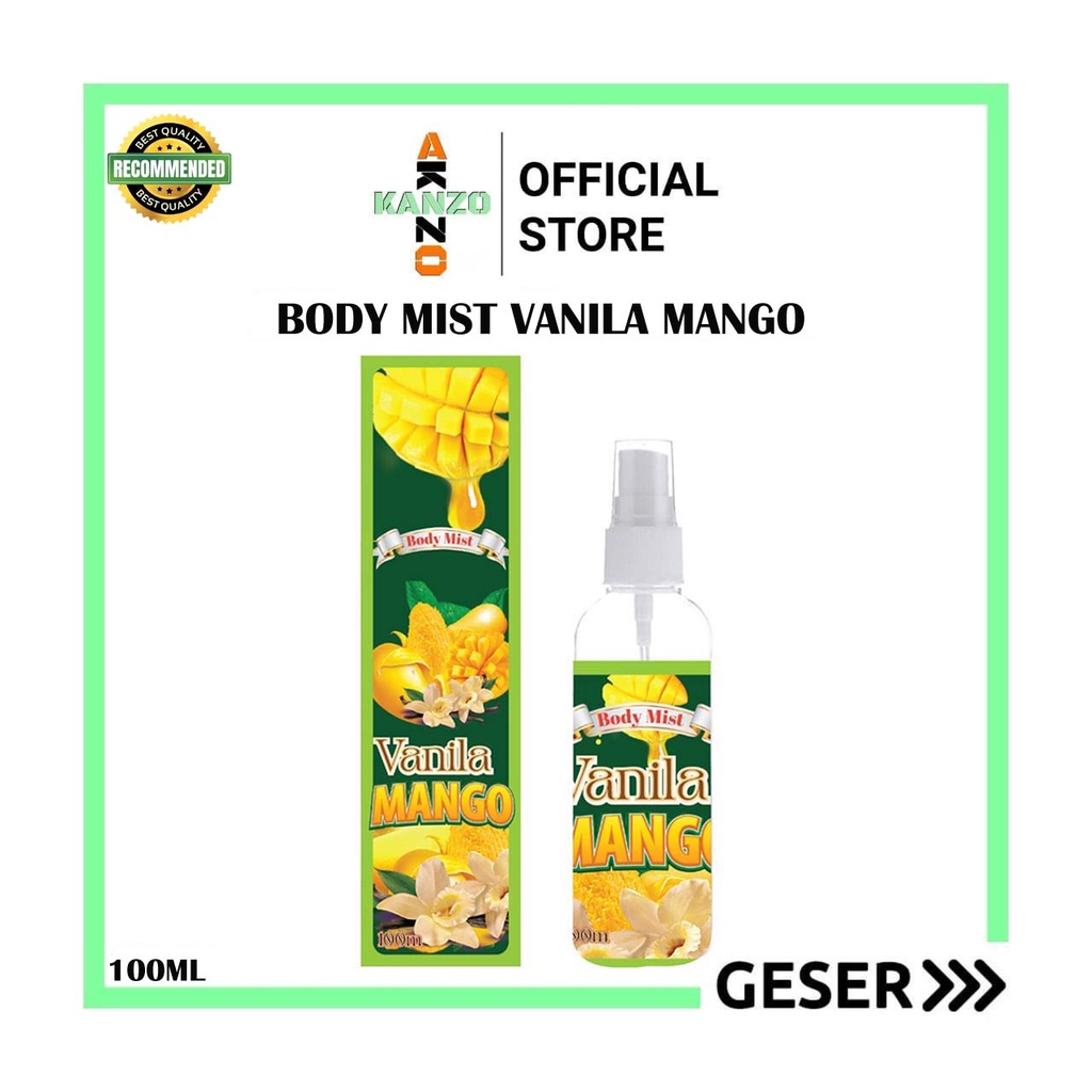 Kanzo - Parfum Body Mist Vanilla Mango 100ml Premium / Body Mist Vanilla Mango 100ml Best Seller / Parfum Mangga Vanilla 100ml