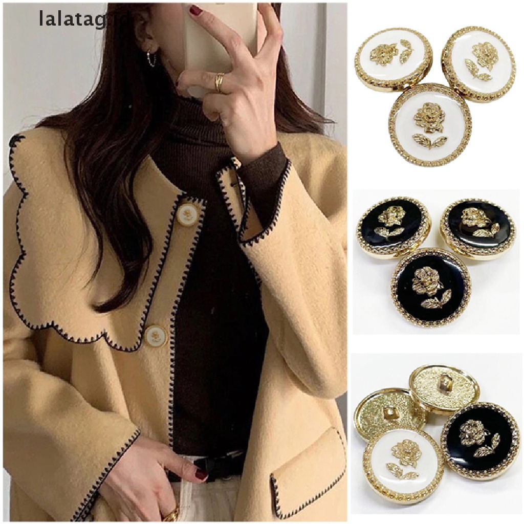 [lalatag] 6pcs Kancing Bunga Rose Metal Untuk Wanita Dress Coat Suit Cardigan Kancing Jahit [ID]