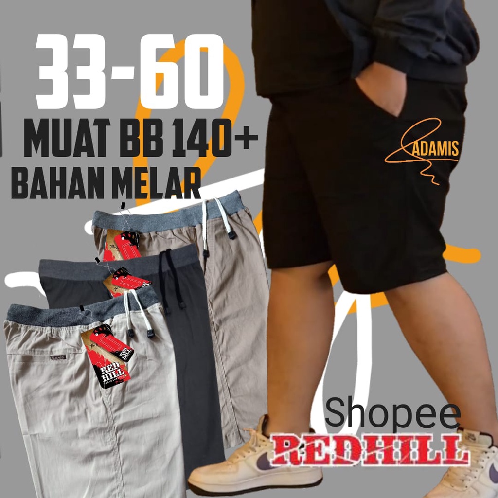 CELANA PENDEK PRIA BIG SIZE CHINO SUPER JUMBO Streetch Melar Pinggang Karet Rip Chinos Karet