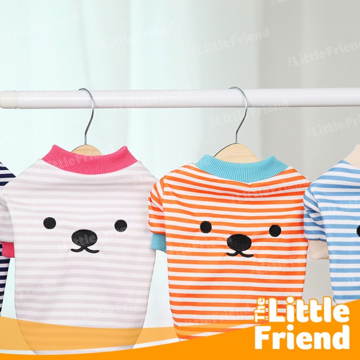 Baju Kaos Casual Anjing Kucing Lucu EYES NOSE STRIPE MULTI COLOR