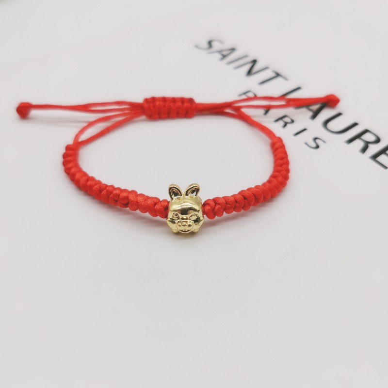 Fashion Kelinci Merah Tali Gelang Tahun Takdirmu Tahun Kelinci Berdoa Braided Adjustable Bracelet