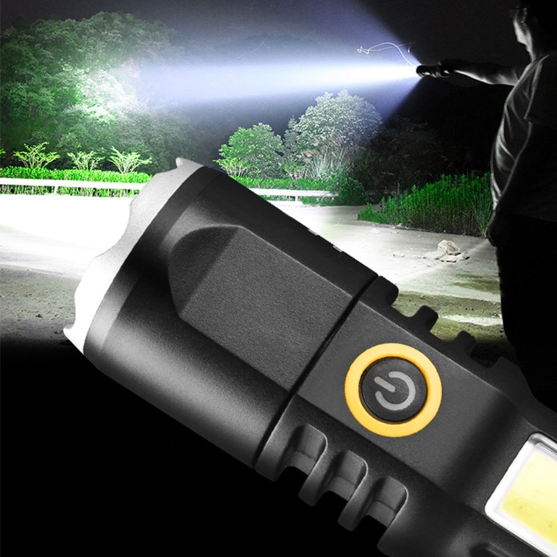 3mode Senter Silau Jarak Jauh Yang Dapat Melar Zoom Sisi Cahaya Obor Kualitas Tinggi Tahan Air ABS Darurat Obor Luar Ruangan USB Rechargeable Portable Senter LED Camping COB