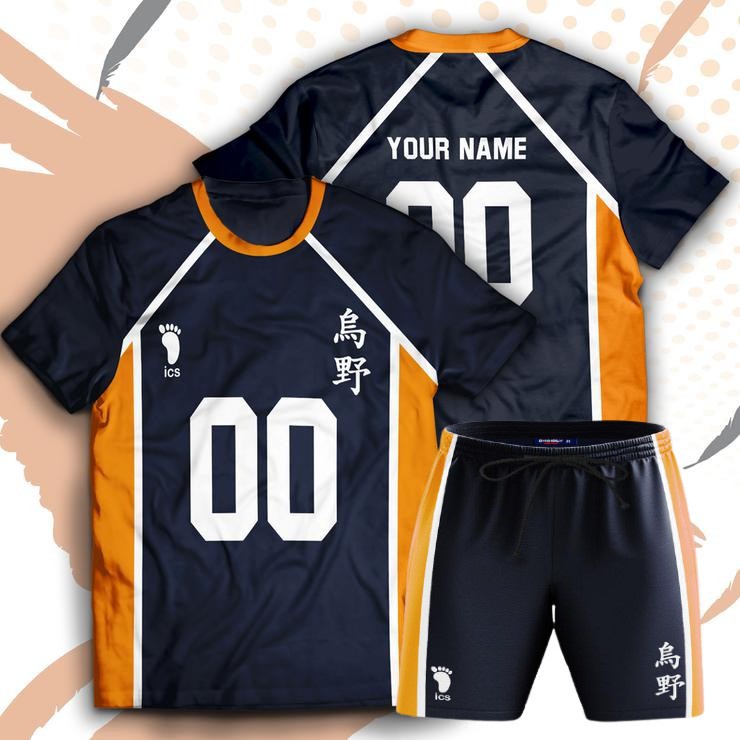 JERSEY KAOS HAIKYUU KARASUNO Setelan Volly ball Baju Costum Anime