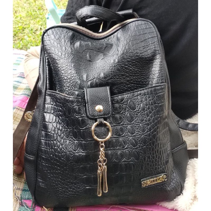 SSAMZIE ori backpack hitam minus kikis sudah recolor