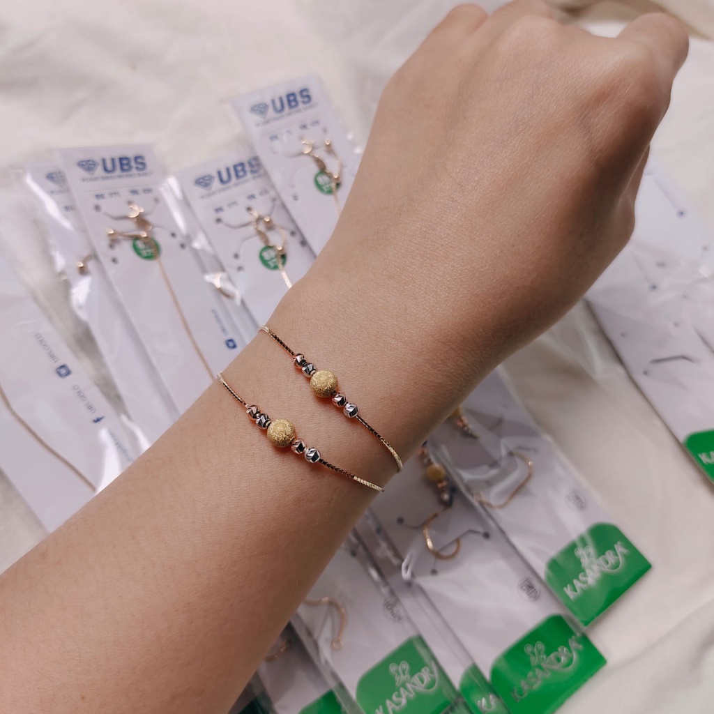 gelang serut boba cantik simpel emas asli UBS