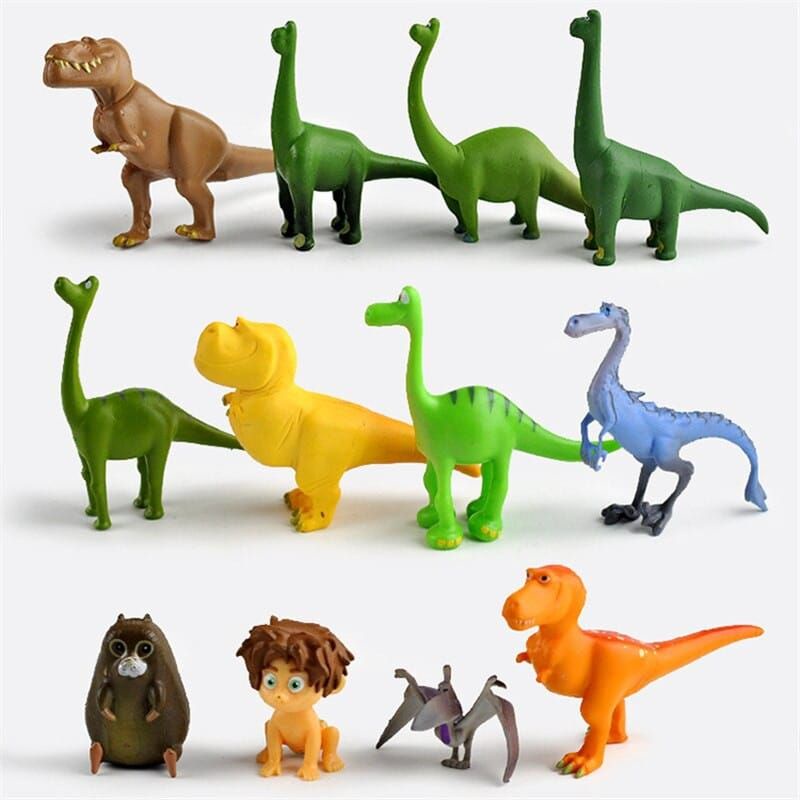 {DS} Dinosaurus Figure Set 12 Pajangan Mainan Miniatur Hiasan Toppers Set Mainan Anak