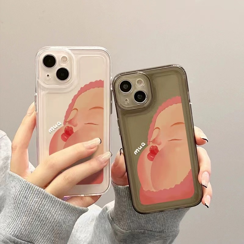 IPHONE Casing Ponsel Lembut Lucu Kompatibel Untuk Iphone14 11 13 12 Pro XS Max X XR 7 8 6S Plus Silcone Casing Shockproof Transparan TPU Cover