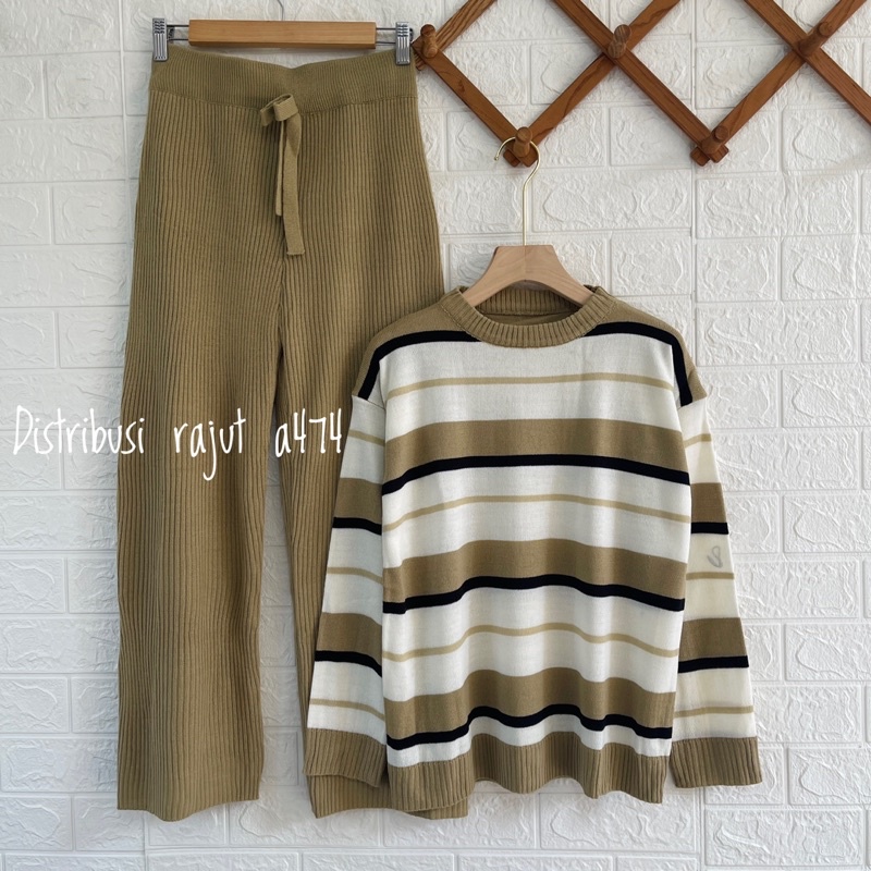 ONESET SWEATER RAJUT MARSAK SETELAN CELANA KULOT