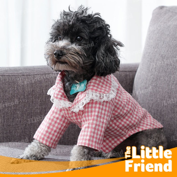 Baju Tidur Piyama Anjing Kucing Trend Terbaru Lace Plaid Front Button