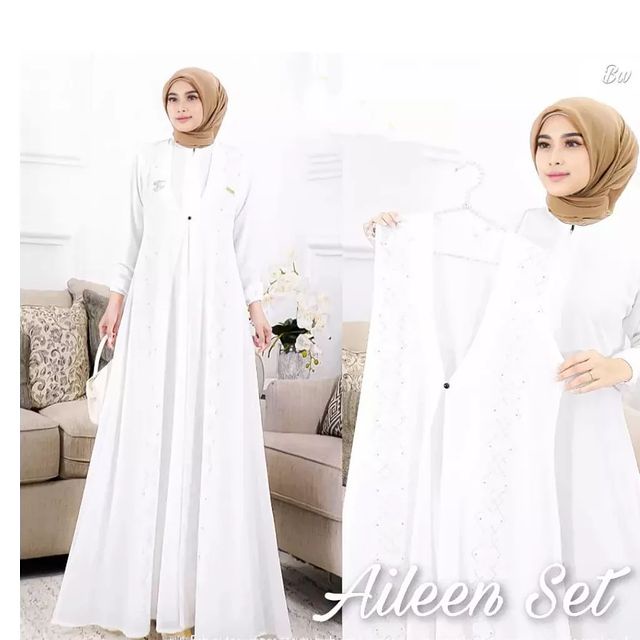 Aileen set Gamis set iner outer terbaru Gamis pesta kekinian Fashion wanita muslimah terbaru 2023