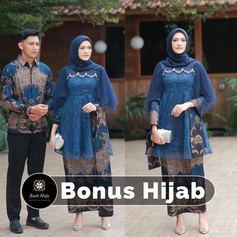 Produk - Batik Couple Kebaya Luna Tunik Navy | Kebaya Modern Kebaya Couple Kebaya Wisuda Sarimbitan 