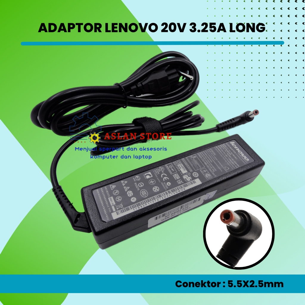 Adaptor Charger Lenovo 20V 3.25A B470 G460 G470 G560 Z570 G480 ORI