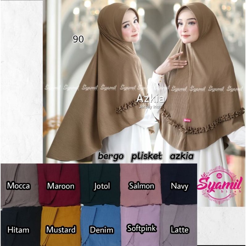 bergo plisket jumbo Azkia/ bergo jumbo plisket syamil/ syamil hijab