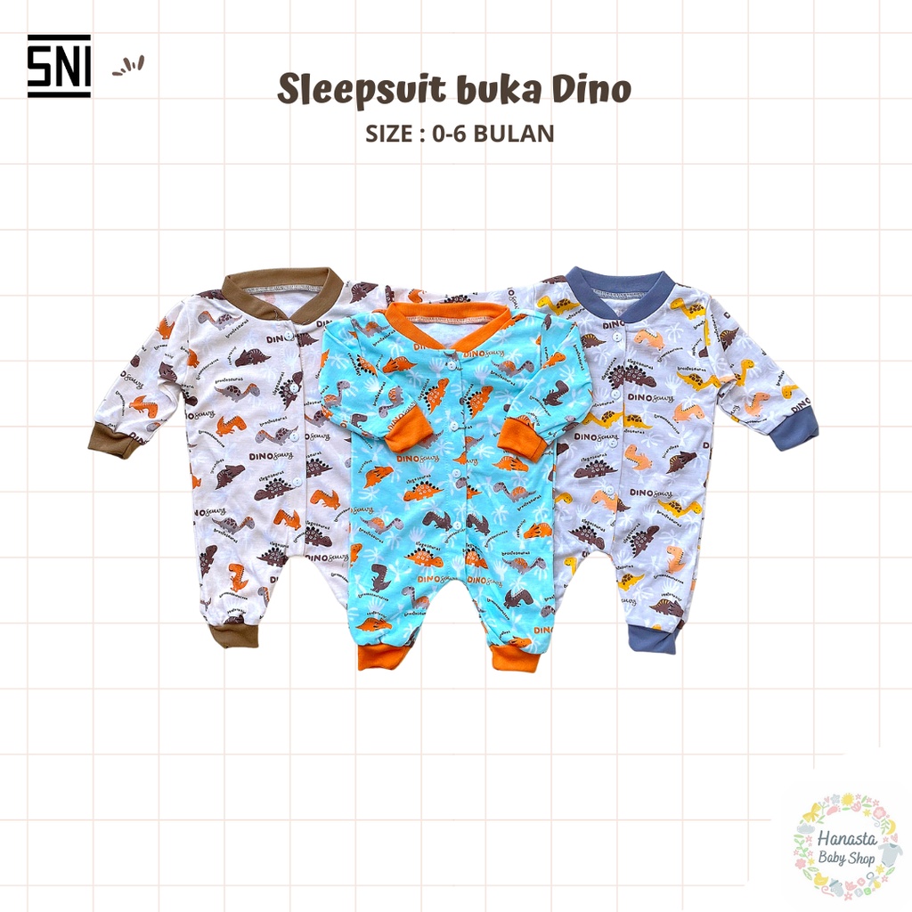 Sleepsuit Celana Buka Baju Tidur Bayi Jumpsuit Newborn 0-6 bulan