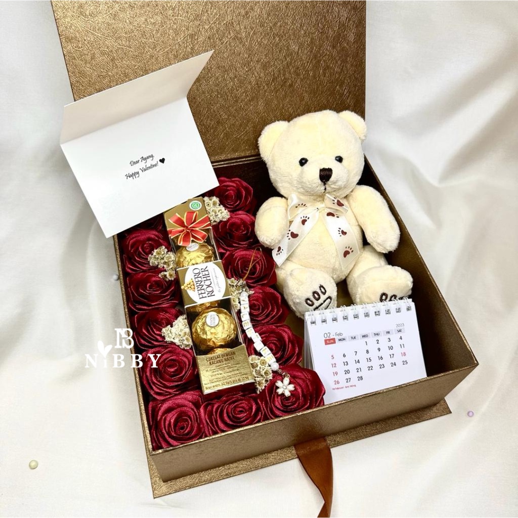 VALTROSE HAMPERS Valentine Gift Chocolate | Hard Box | Bunga Mawar Rose | Coklat Fererro | Boneka Premium | Hadiah Pacar Cewek Ulang Tahun Wisuda Anniversary Sidang Mewah