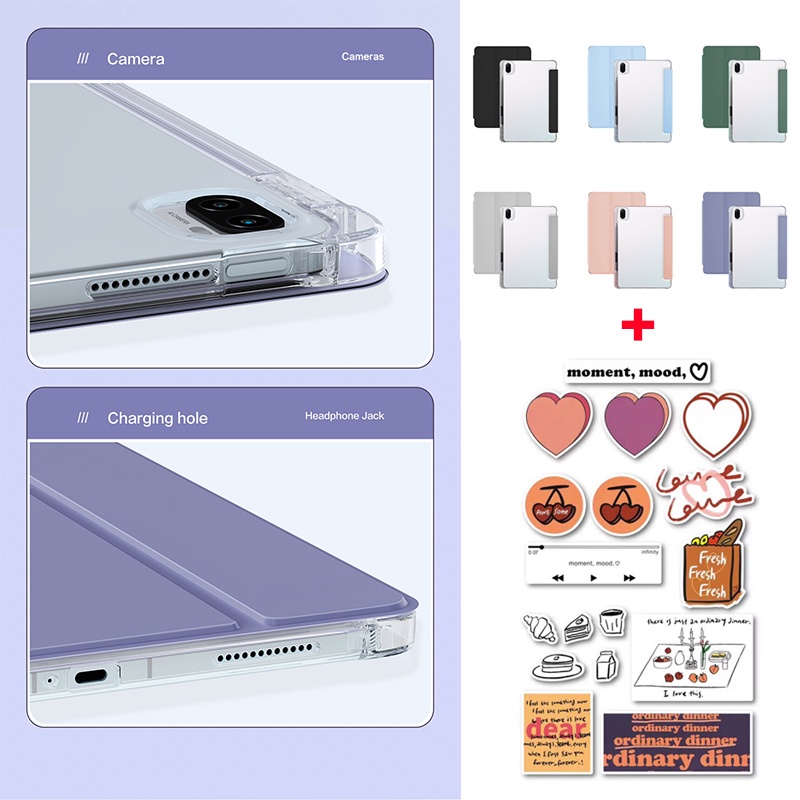 RedMi Pad 10.6 Case With Pen Slot DIY Magnetic Protective Case Auto Sleep/Wake RedMi Pad 10.61'' Cover Transparent Back