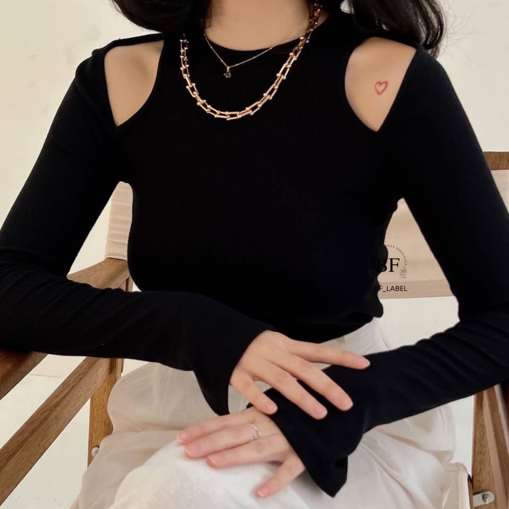Drusilla Top 2151 | Long Sleeve Knit | Crop Top Wanita | Atasan Wanita Polos by@bf_label