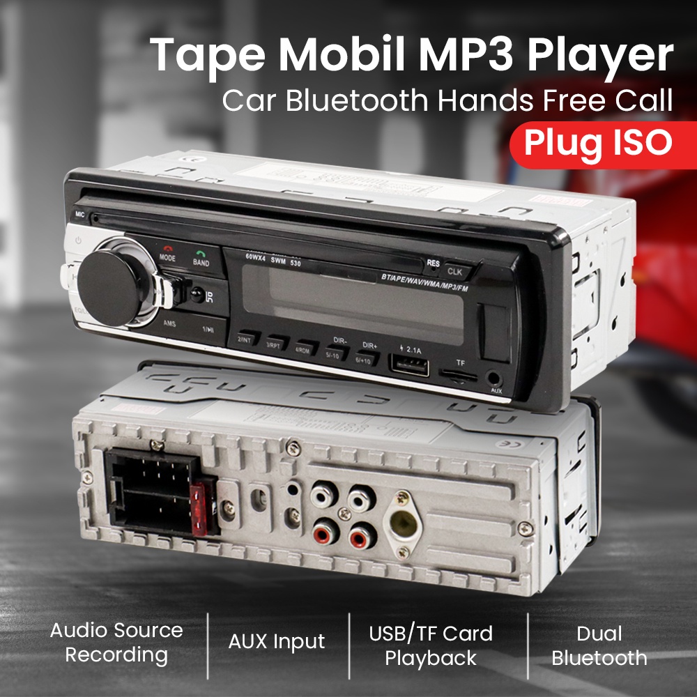 Occkic Tape Mobil MP3 Player Audio Car Bluetooth Hands Free Call - SWM530 - Black