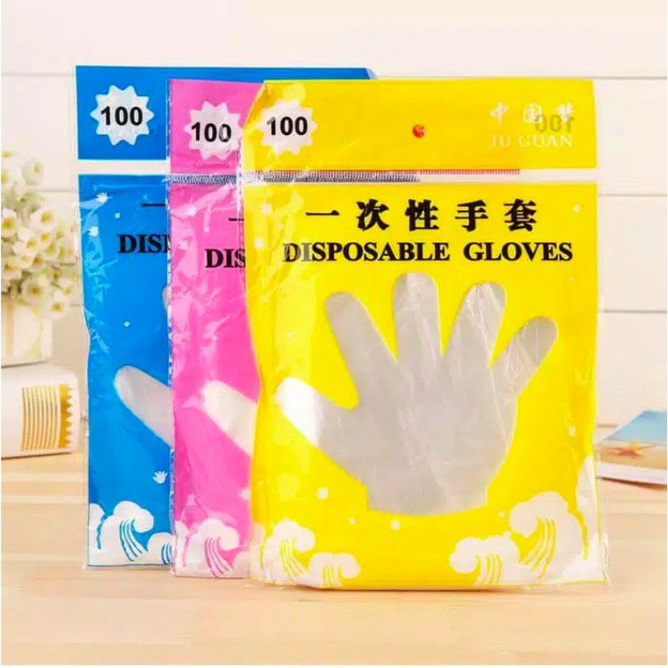 COD - SM88 - Sarung Tangan Plastik Isi 100 Pcs Disposable Gloves 100Pcs Sarung Tangan Sekali Pakai