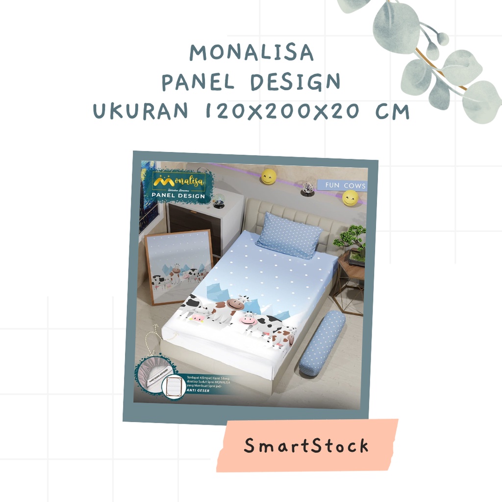 Ss Sprei Aesthetic Monalisa Panel Design 120 Single 120x200 Ukuran No 3 Tinggi 20 cm Mix Motif HADIAH GRATIS