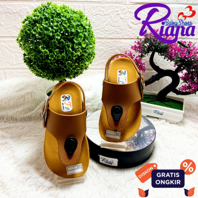 BA54 Sandal anak Birken sintetis Leather premium tebal motif Jepit murah terbaru usia 10-30 Bulan