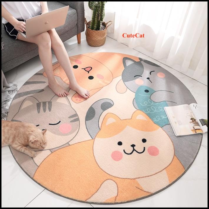 Karpet Bulu Bulat Modern Minimalis Lucu Korea Diameter 100Cm
