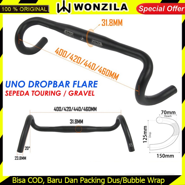 UNO FL12 Dropbar Flare Stang Sepeda Gravel Touring Roadbike Alloy