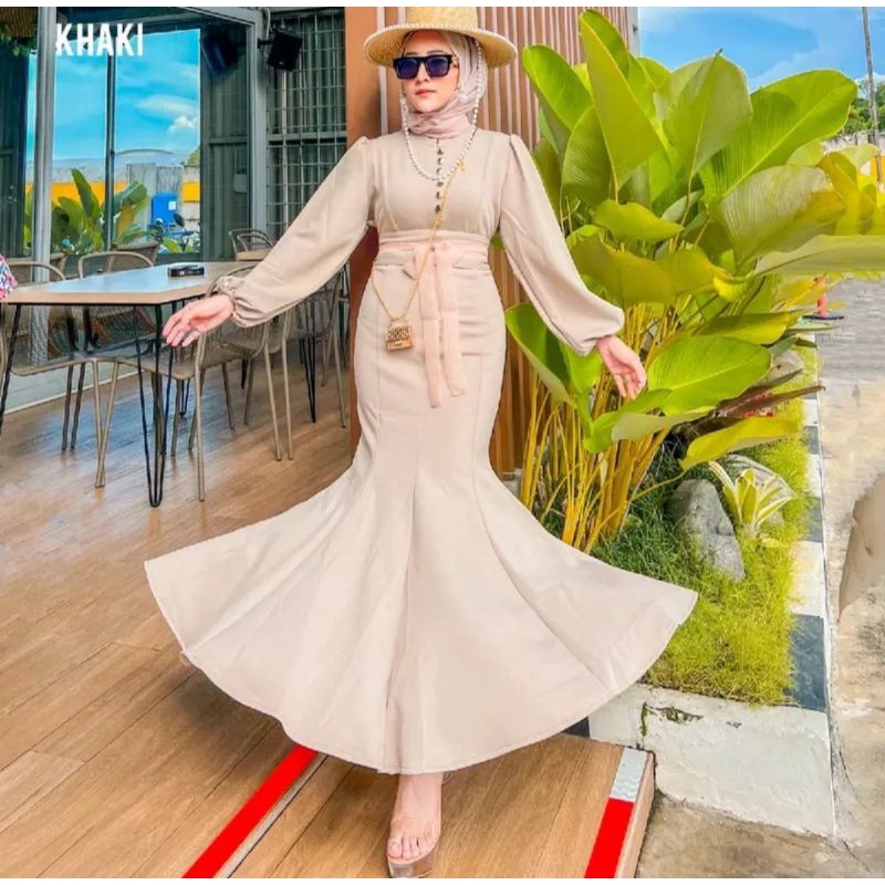 Mermaid Scuba Dress Organza SHIREEN DRESS SCUBA ORI Terbaru Dress  Lebaran Tahun 2023