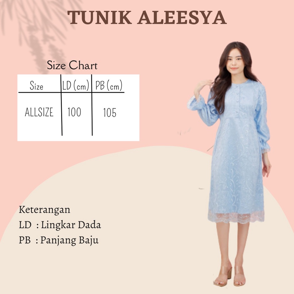 DRESS BRUKAT TUNIK ALEESYA DRESS KONDANGAN LENGAN PANJANG